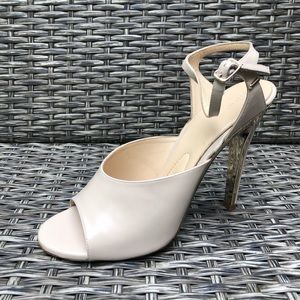 Chloe Peep Toe Gold Heel Ankle Strap Leather Sandals Size 39EU NEW